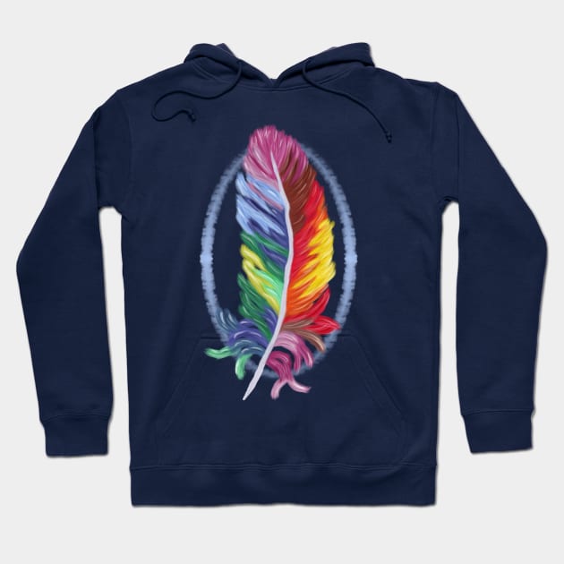 Colorful Bird Feather Hoodie by Lighttera